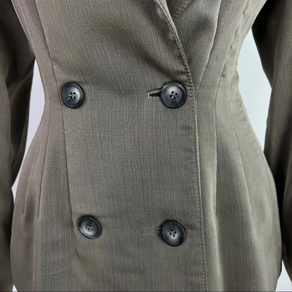 Ivan Grundahl Linea S Sheen Taupe Grey Double Breated Tailored Suit Blazer Large